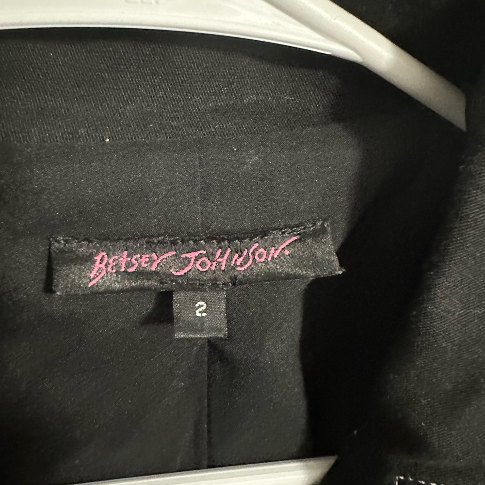 Betsey Johnson Jacket Top Peplum Black 2 Short Sleeves Buttons Retro Classic - Picture 3 of 12